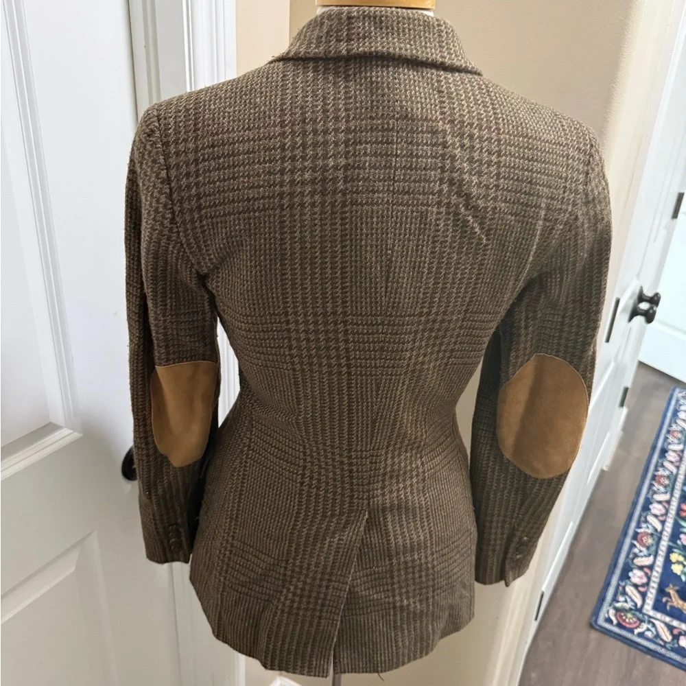 Ralph Lauren virgin wool herringbone Brown Plaid Tailored Blazer - Picture 4 of 8